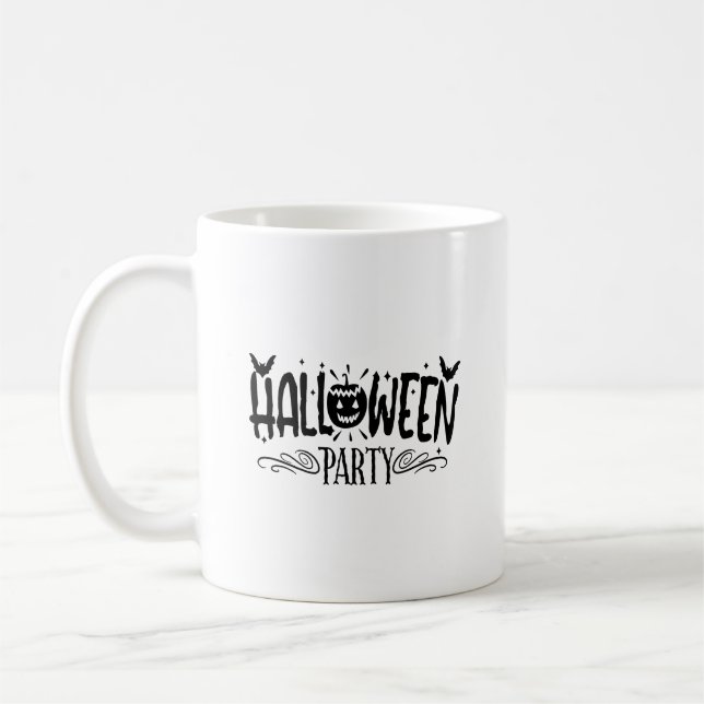 Taza De Café Halloween Party Typography Mug (Izquierda)