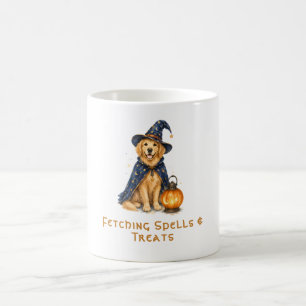 Taza De Café Halloween Perro Mago Golden Retriever Adorable