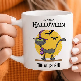 Taza De Café Halloween, Personalizable de gatos malicioso