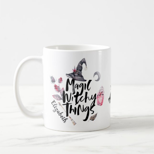 Taza De Café Halloween Personalizado Bruja Mágica Cosas Brujas (Izquierda)
