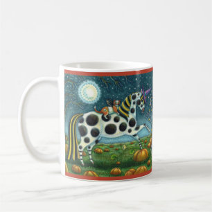 Taza De Café HALLOWEEN PONY Y BAT CAT Whimsical Horse