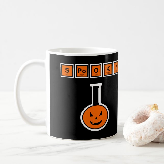 Taza De Café Halloween Química Spooky Calabaza Café Mug (Con donut)