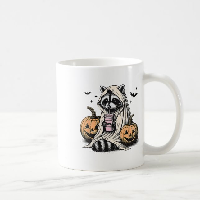 Taza De Café Halloween Raccoon Ghost (Derecha)