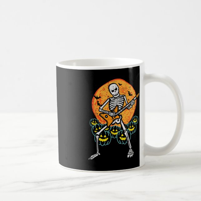 Taza De Café Halloween Rocker Skeleton Guitar Rock Costumen (Derecha)