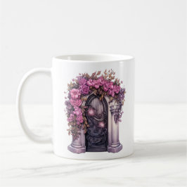Taza De Café Halloween rosa floral casa embrujada