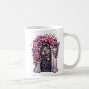 Taza De Café Halloween rosa floral casa embrujada