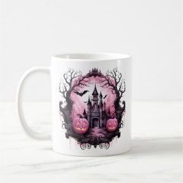 Taza De Café Halloween rosa floral casa embrujada