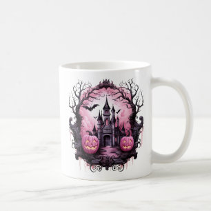 Taza De Café Halloween rosa floral casa embrujada