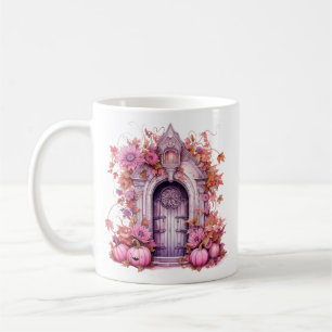 Taza De Café Halloween rosa floral casa embrujada