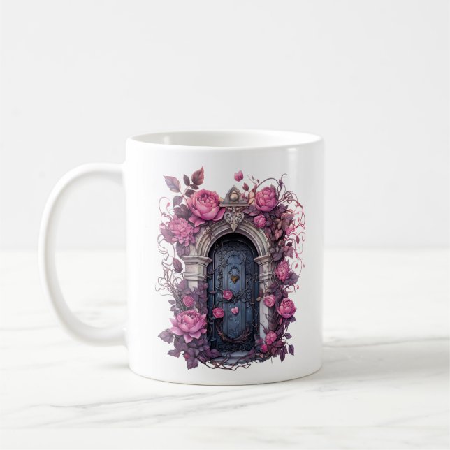Taza De Café Halloween rosa floral casa embrujada (Izquierda)