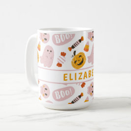 Taza De Café Halloween rosa personalizado
