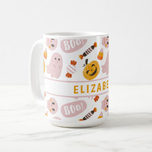 Taza De Café Halloween rosa personalizado
