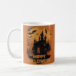 Taza De Café Halloween-Schloss unter Mondlicht