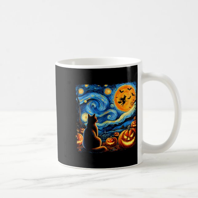 Taza De Café Halloween Shirt Men Women Black Cat Pumpkins Bats  (Derecha)