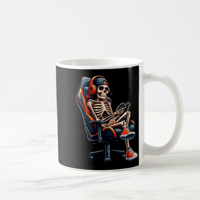 Taza De Café Halloween Shirts Skeleton Gamer Video Gaming Boys  (Derecha)