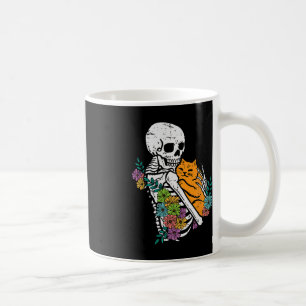 Taza De Café Halloween Skeleton Cat Hug Flowe Costume mujeres G