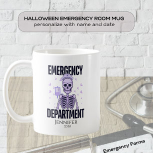 Taza De Café Halloween Skeleton Emergency Department Medical