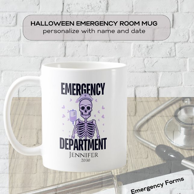 Taza De Café Halloween Skeleton Emergency Department Medical (Subido por el creador)