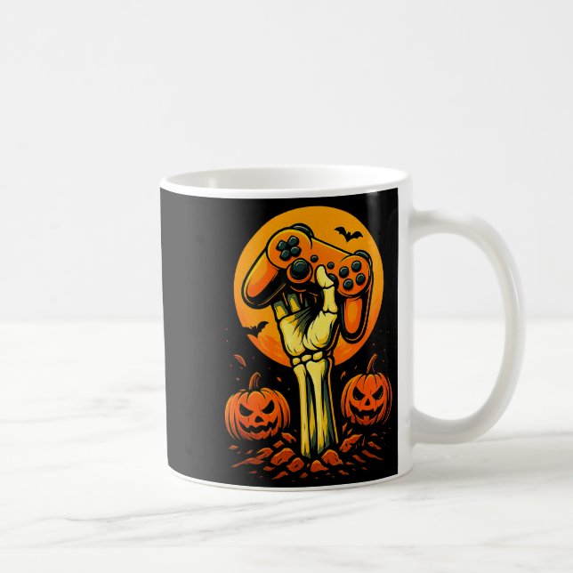 Taza De Café Halloween Skeleton Gamer Video Gaming Controller B (Derecha)