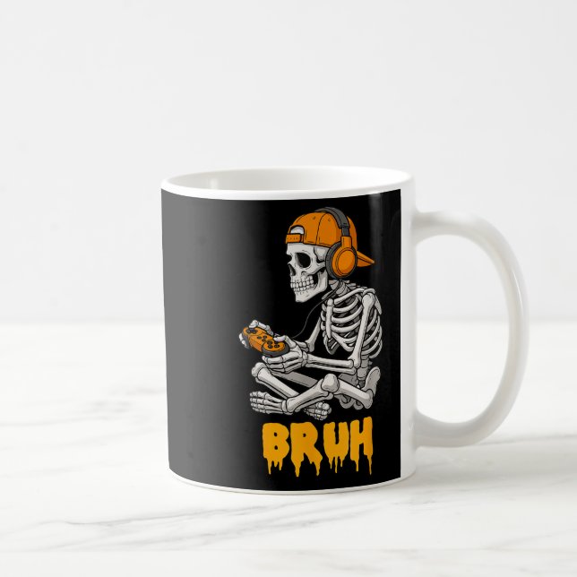 Taza De Café Halloween Skeleton Gamer Video Gaming Funny Skelet (Derecha)