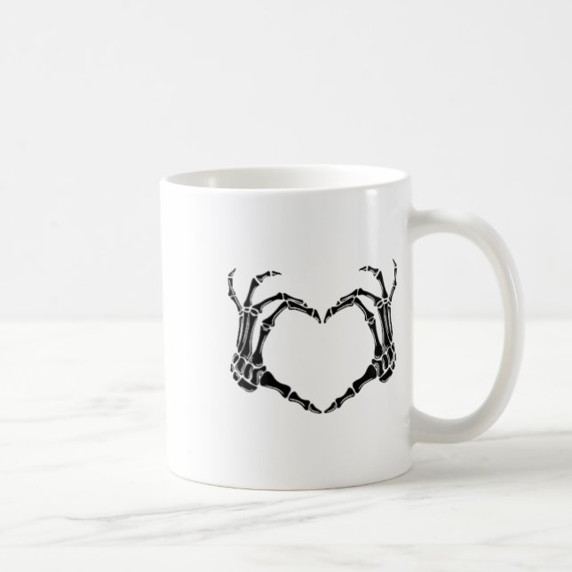 Taza De Café Halloween Skeleton Heart Hands (Derecha)