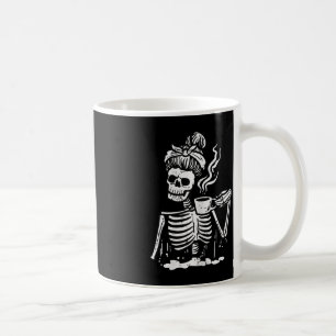 Taza De Café Halloween Skeleton Messy Bun Coffee Funny Costume