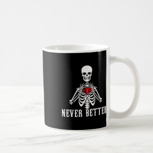 Taza De Café Halloween Skeleton Nunca Mejor Manos Corazón Graci
