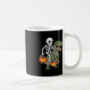 Taza De Café Halloween Skeleton Riding Mummy Dinosaur T Rex Fun