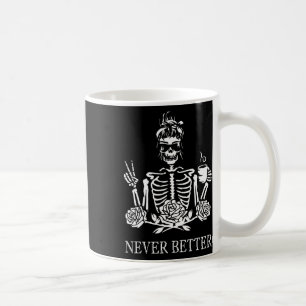 Taza De Café Halloween Skeleton Skull Mujeres tomando café Nev