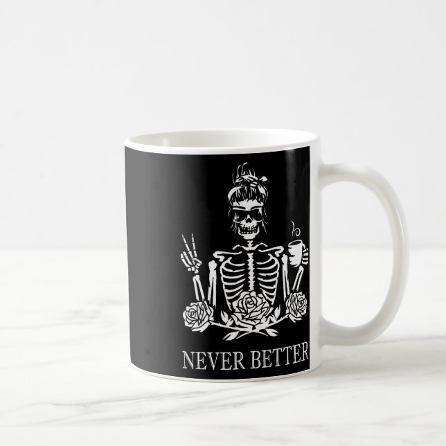 Taza De Café Halloween Skeleton Skull Mujeres tomando café Nev (Derecha)