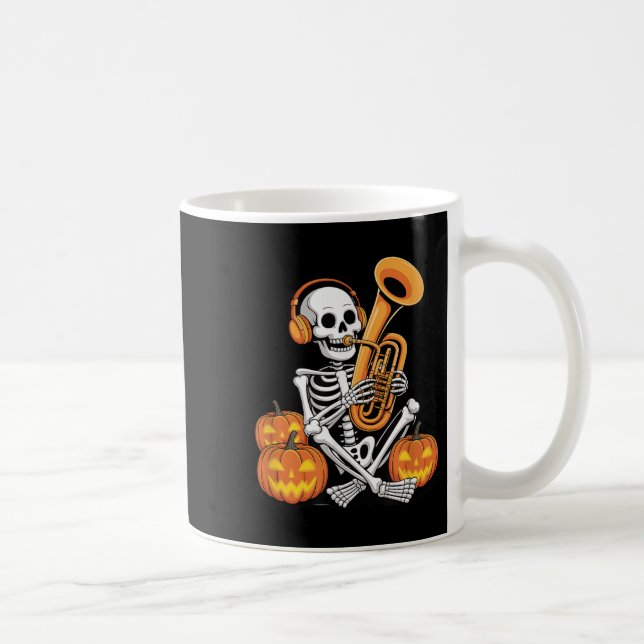 Taza De Café Halloween Skeleton Tuba Tubist  (Derecha)