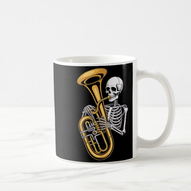 Taza De Café Halloween Skeleton Tuba Tubist  (Derecha)