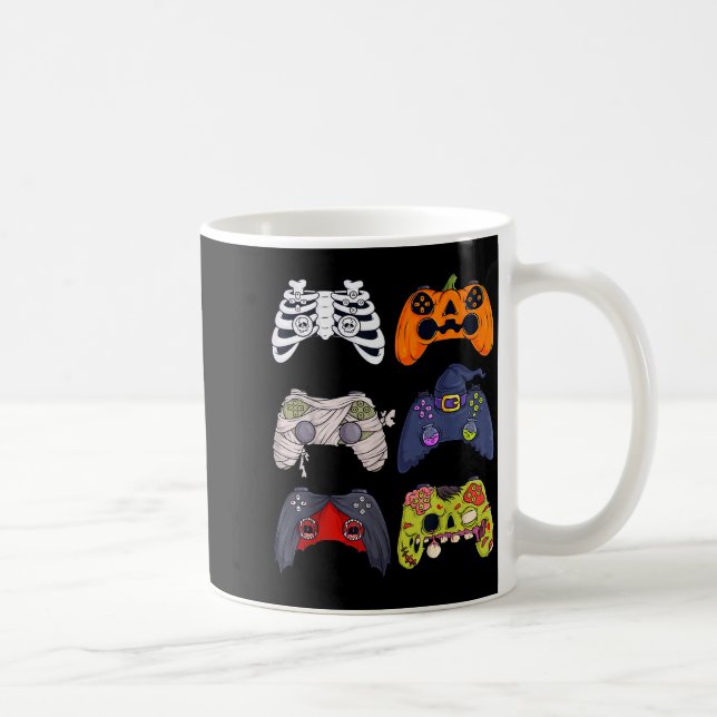 Taza De Café Halloween Skeleton Zombie Gaming Controllers Mummy (Derecha)