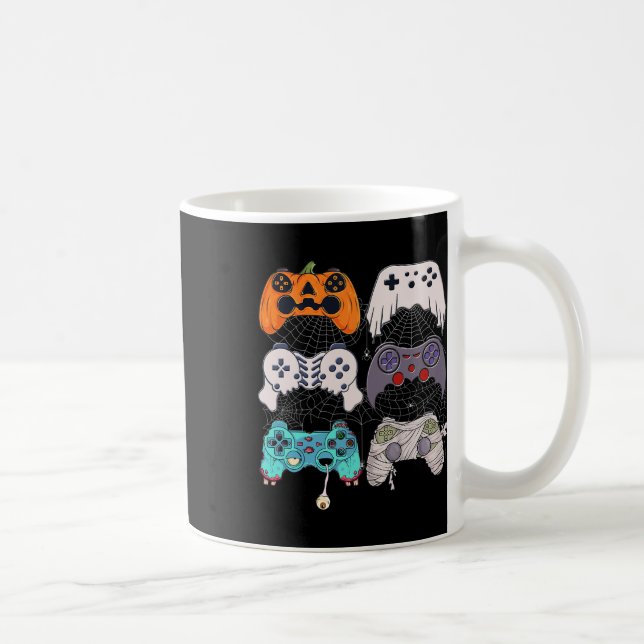Taza De Café Halloween Skeleton Zombie Gaming Controllers Mummy (Derecha)