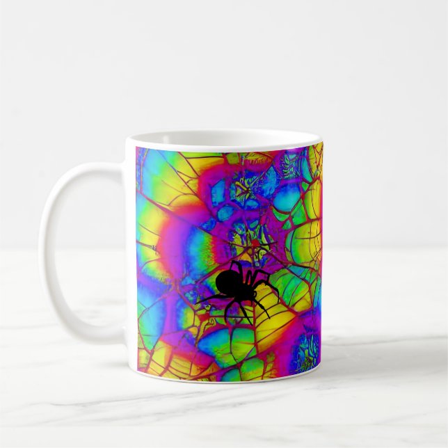 Taza De Café Halloween Spider Web Tie-Die Holiday Mug (Izquierda)