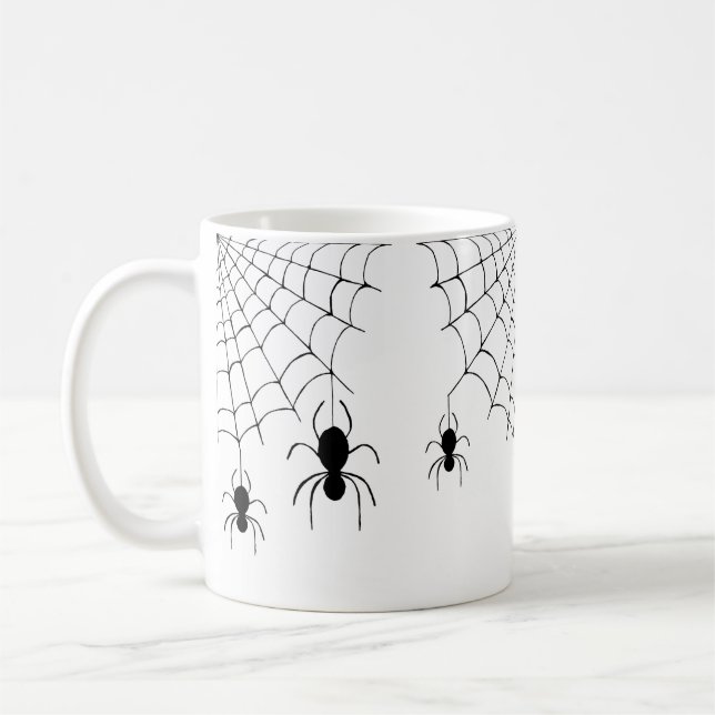 Taza De Café Halloween Spiders Black Cobwebs Spooky (Izquierda)