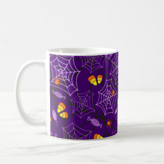 Taza De Café Halloween Spiders & Candy Purple Mug Cup