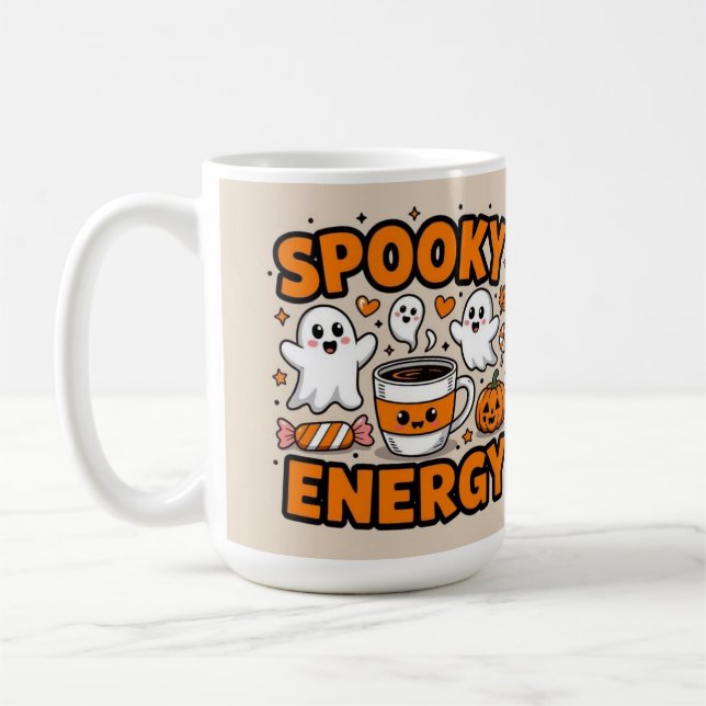 Taza De Café Halloween spooky energy mom life (Izquierda)