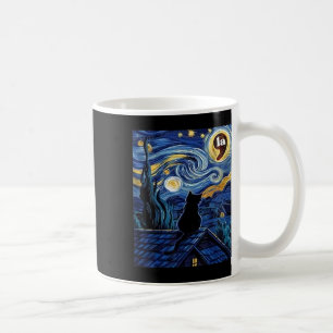 Taza De Café Halloween Starry Night Black Cat Comma La Kamala H