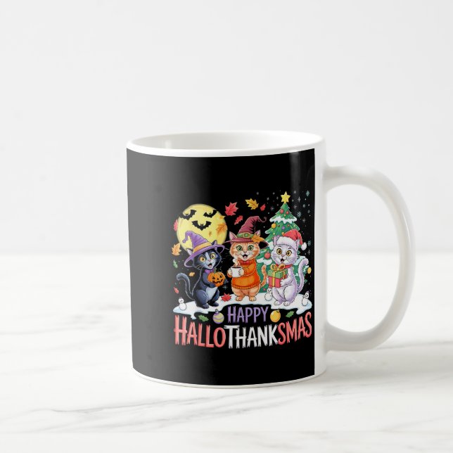 Taza De Café Halloween Thanksgiving Christmas Happy Hallothanks (Derecha)