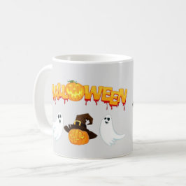 Taza De Café Halloween theme: Ghosts and pumpkin