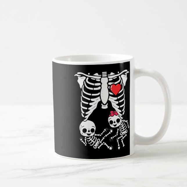 Taza De Café Halloween Twins Invitación de embarazo Funny Skele (Derecha)