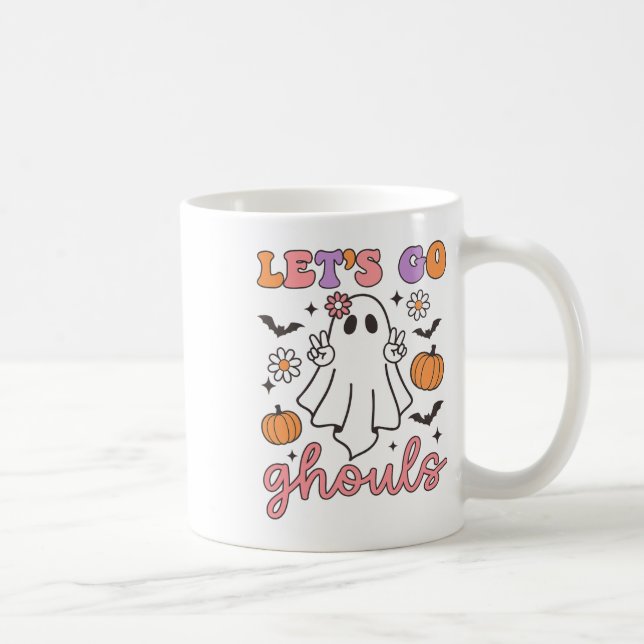 Taza De Café Halloween Vamos Ghouls Ghost Retro Costume mujeres (Derecha)