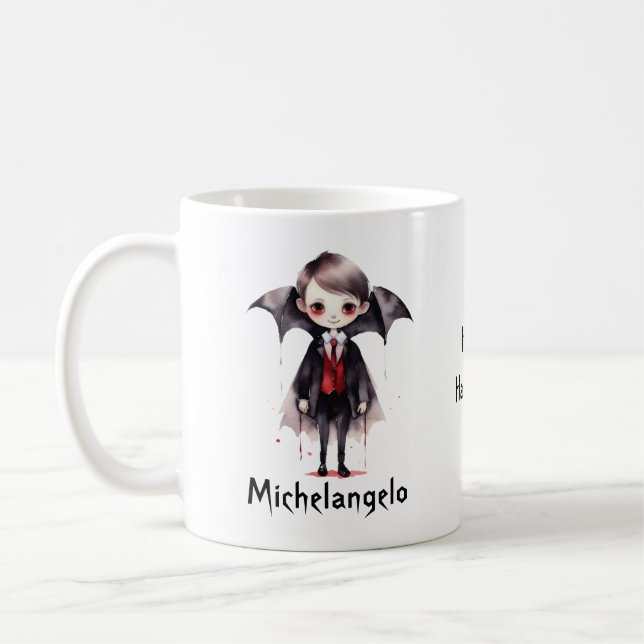Taza De Café Halloween Vampiro Kid Personaliza (Izquierda)