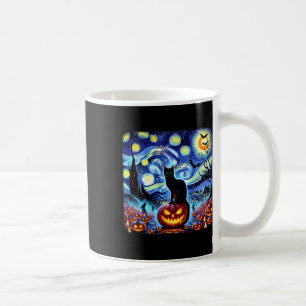 Taza De Café Halloween Van Gogh Starry Night Black Cat Pumpkins