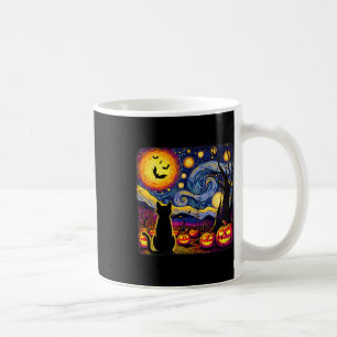 Taza De Café Halloween Van Gogh Starry Night Black Cat Pumpkins