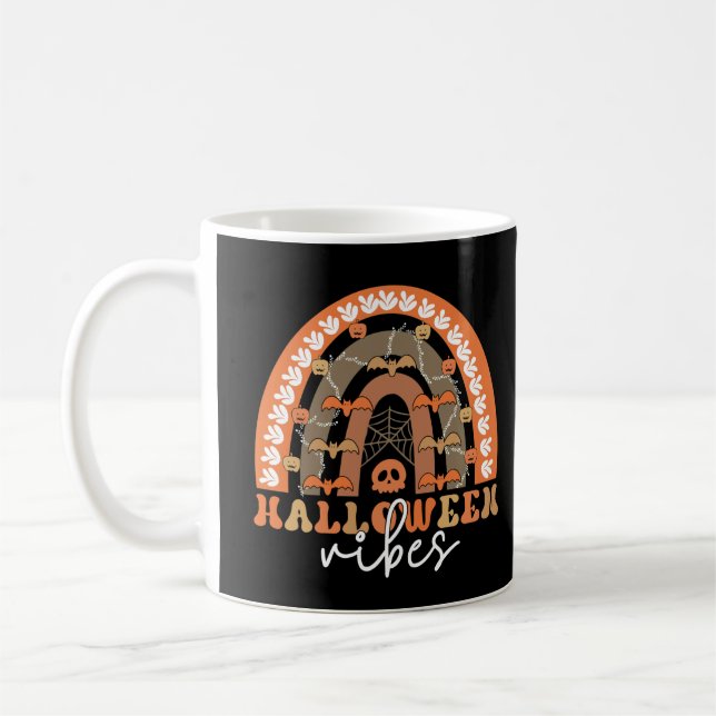 Taza De Café Halloween Vibes Boho Rainbow Fall Spooki (Izquierda)