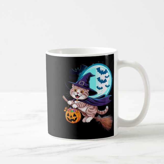 Taza De Café Halloween Witch Scottish Fold Moon Coupari  (Derecha)