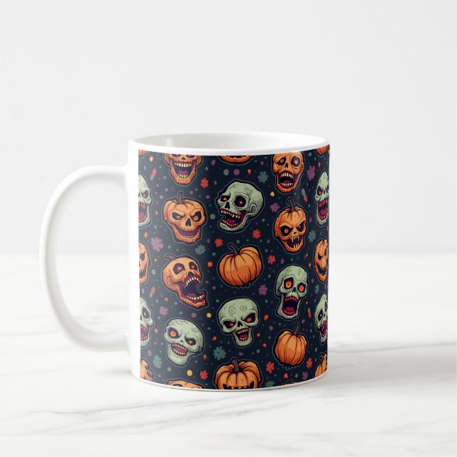 Taza De Café Halloween Zombie & Pumpkin (Izquierda)