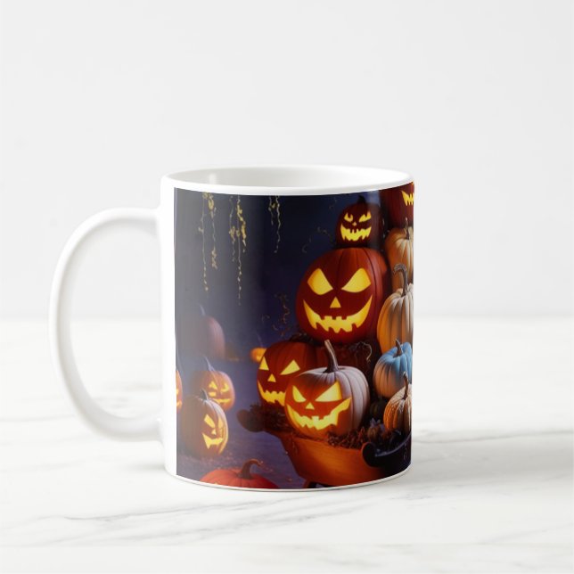 Taza De Café Hallowen Ghostly Fantasy dinosaur. Coffee Mug (Izquierda)